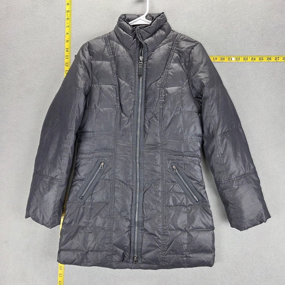 PrAna Jacket Womens Small Gray Devan Down Puffer Coat Quilted Down Full Zip